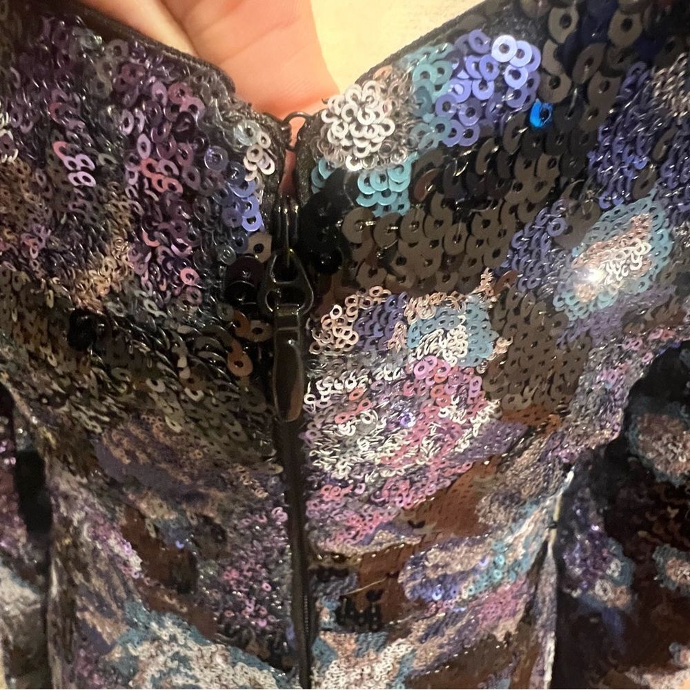 NWOT Dress the Population Nathalia Sequin Floral Long Sleeve Mini Dress size xs - Picture 13 of 13
